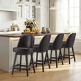 thumbnail image 5 of AFO 26" Upholstered Swivel Counter Height Bar Stools Set of 4, Modern Faux Leather Bar Chairs with Solid Wood Frame, Suitable for 35"-39" Table, For Kitchen Island Dining Room Pub Restaurant, Black, 5 of 12
