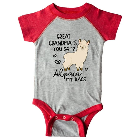 

Inktastic Great Grandma s You Say Alpaca My Bags Gift Baby Boy or Baby Girl Bodysuit