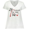 thumbnail image 3 of Inktastic Life is Better at the Lake Fishing Pole with Bobber Women's Plus Size V-Neck T-Shirt, 3 of 5