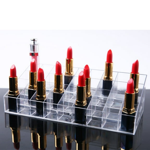 SEWCHICS Transparent Acrylic Lipstick Holder with 40 Slots, Makeup Organizer for Lipsticks and Cosmetic Storage