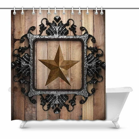 Mkhert Western Texas Star With Vintage Iron Frame On Wooden Wall