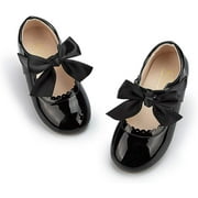 Meckior Toddler Dress Girls Shoes Mary Jane Bowknot Soft Sole Princess Shoes for Little Kids