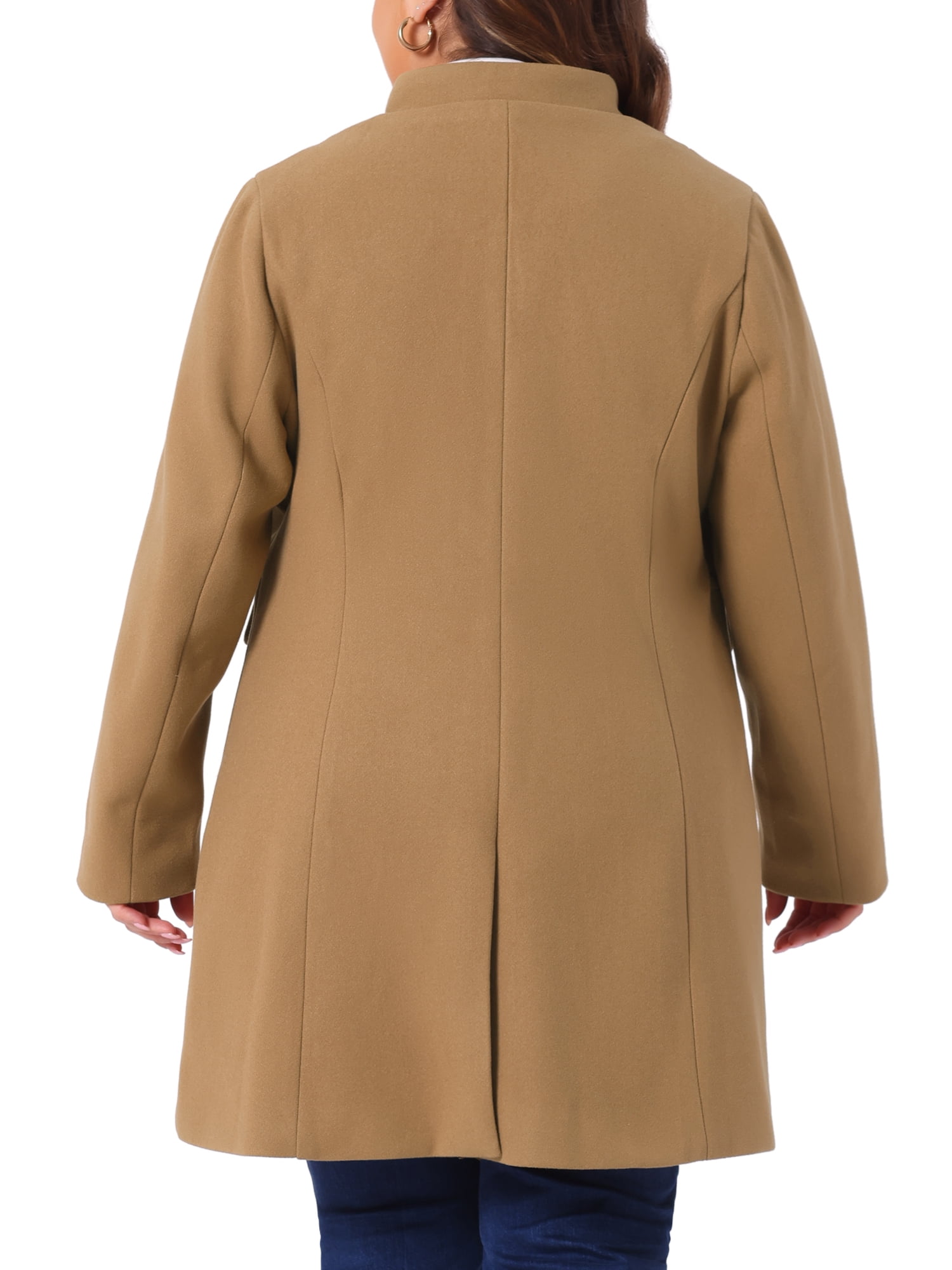 DARING DIVA Women's Plus Size Steampunk Stand Collar Single Breasted Coat 3X Camel
