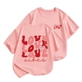 thumbnail image 1 of PMVFHDE Hauts Tube pour Filles T-Shirts Graphiques Tendance pour Filles 2025 Hauts d'Été Mignons pour Filles T-Shirts à Manches Courtes pour Enfants Col Rond Imprimé Confortable Rose, 4-5 Ans, 1 of 4