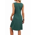 thumbnail image 6 of Women'S Twist Front V Neck Ruffle Summer Dress Elegant Sleeveless Club Party Tunic Bodycon Mini Dresses Dark Green XXL, 6 of 9
