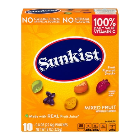 UPC 016000424166 product image for Sunkist Fruit Snacks Mixed Fruit Gluten Free Snacks 10 Pouches | upcitemdb.com