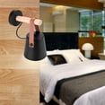 thumbnail image 1 of Zaqw Wall Lamp Black White Iron Wood PU Leather E27 Indoor Lighting, 1 of 8