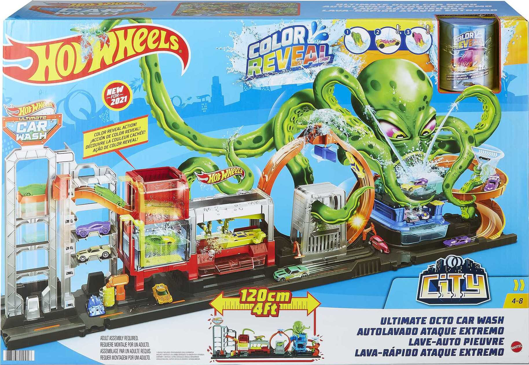 Hot Wheels City Ultimate Octo Car Wash Playset & 1 Color Reveal Toy Car in 1:64 Scale - image 7 of 7