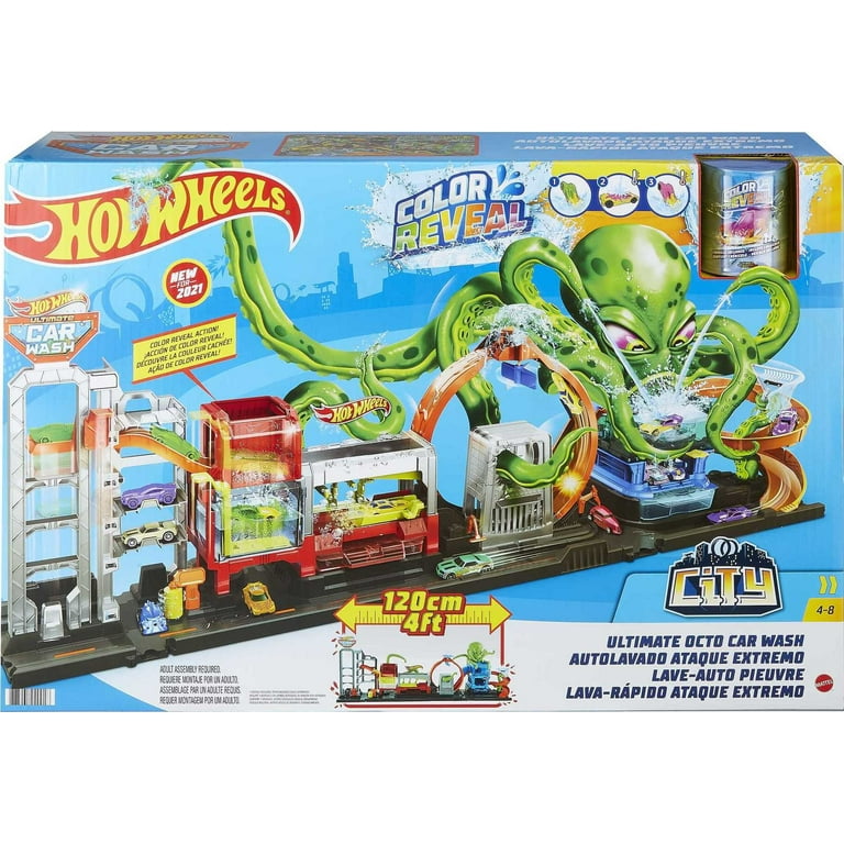 Hot Wheels City Ultimate Octo Car Wash Playset & 1 Color Reveal Toy Car in  1:64 Scale