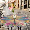 thumbnail image 6 of Purple Dragonfly Round Tablecloth for 36-44 Inch Tables,Fitted Table Cover with Elastic Edge,Colorful Flowers Watercolor Chic Floral Plant Waterproof Outdoor Table Cloth Protector for Patio Dinner, 6 of 9