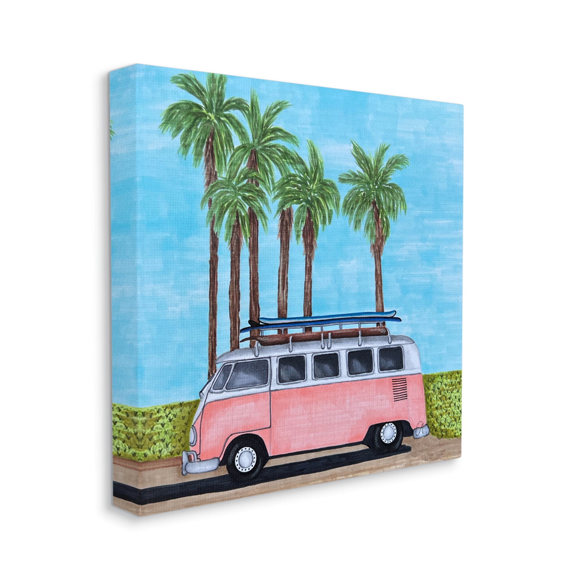 Stupell Industries Tropical Vacation Minibus Transportation Painting Gallery Wrapped Canvas Print Wall Art, 36 x 36