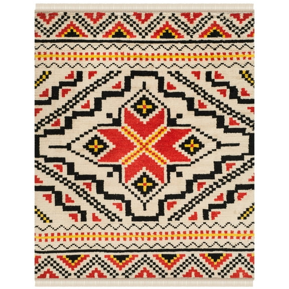 SAFAVIEH Kenya Kimberlyn Global Southwestern Fringe Area Rug, Multi, 9' x 12'