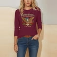 thumbnail image 5 of Women 250th Anniversary USA Celebration T Shirt, Patriotic Printed Round Neck Casual Top, 3/4 Sleeve Pullover Blouse, Lightweight Polyester Loose Fit, Ideal for Independence Day, 5 of 7