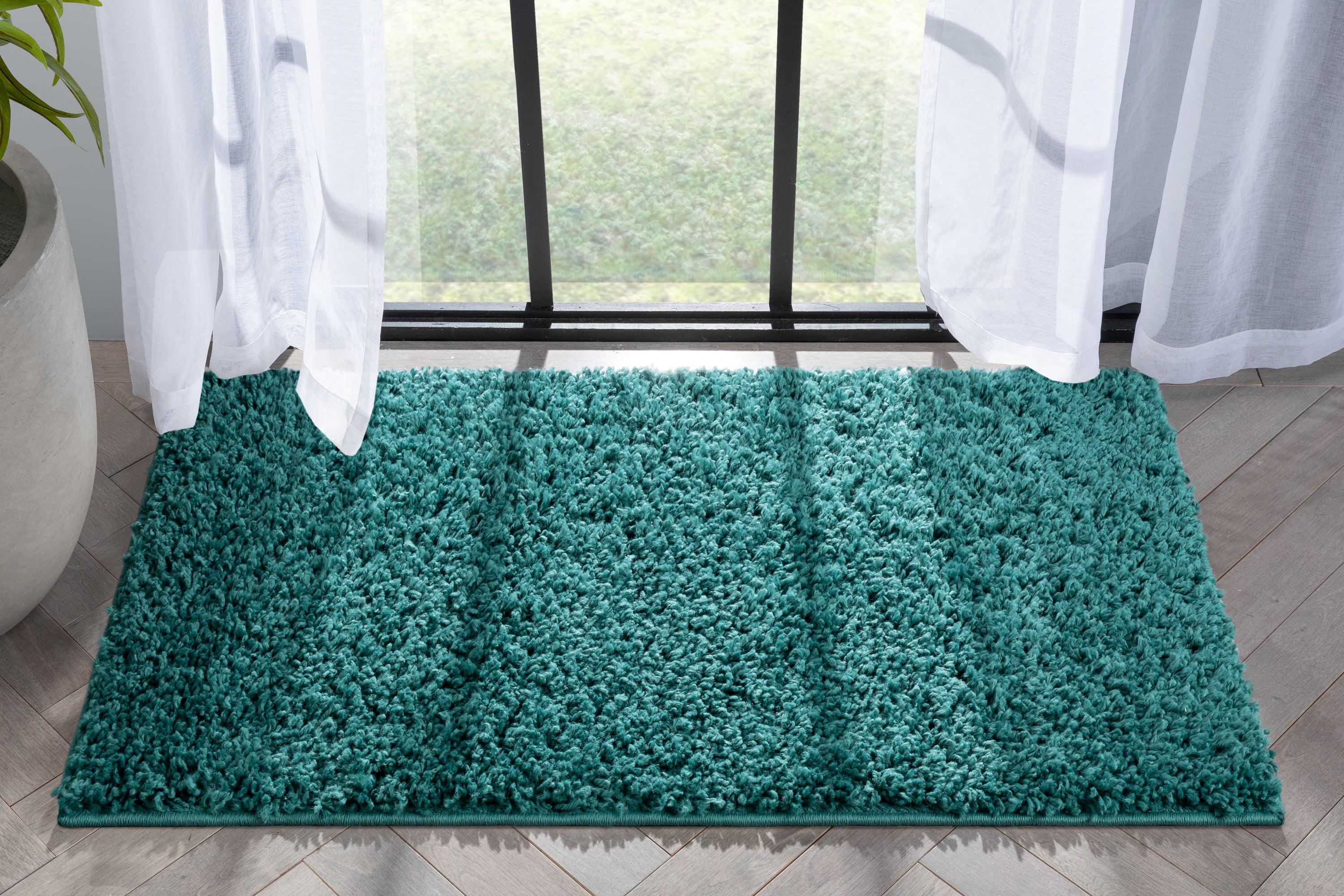 Well Woven Elle Basics | Emerson Shag Green | Textured Mat Rug 2x4 (2'3" x 3'11")