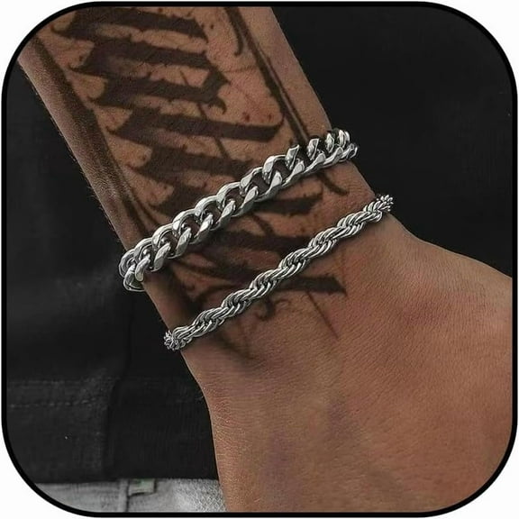 Mens Bracelet for Men Silver/Gold Bracelet for Men Dainty Stackable Bracelet Men's Bracelet Stack Jewelry Gifts