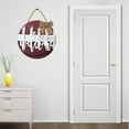 thumbnail image 3 of Eveokoki 11" Welcome Football Front Door Sign Funny Wreaths Hanging Wooden Plaque Decoration Round Rustic Wood Farmhouse Porch Decor for Home Front Door Decor, 3 of 5