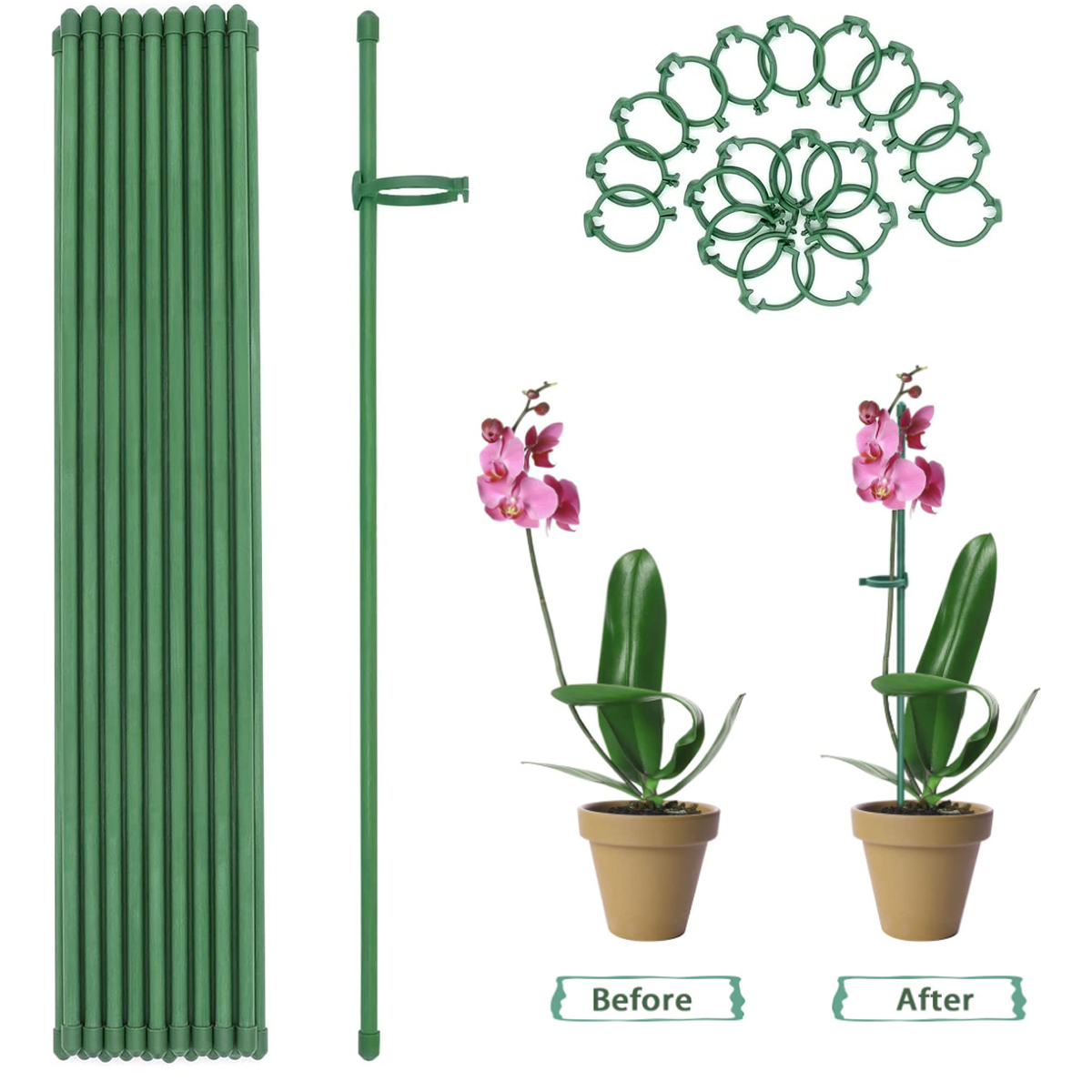 Plant Support Stakes, 20pcs Garden Single Stem Flower Support Stake