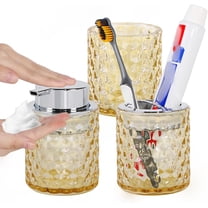 Amber Bathroom Accessories Set, Glass Toothbrush Holder, Foaming Soap Dispenser and Bathroom Tumbler Cup, Soap and Toothbrush Holder Set, Tooth Brush Cup for Toothpaste, Brushes, Razor