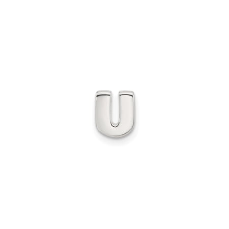 Sterling Silver Letter U Pendant Charm for Women or Unisex, Polished Block Initial Jewelry for Necklaces or Bracelets, 925 Silver Personalized Accessory