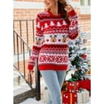 thumbnail image 4 of xiaxaixu Pull Tricoté de Noël pour Femmes Manches Longues Col Rond Élan Flocon de Neige Imprimé Lettre, 4 of 9