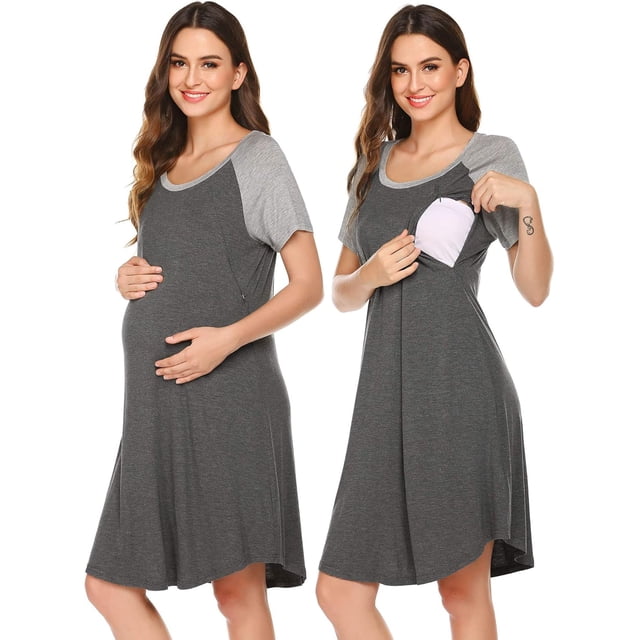 Camisón 3 en 1 para parto/alumbramiento/lactancia. Bata de maternidad/ropa de dormir para mujer para el hospital y la lactancia.
