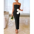 thumbnail image 2 of Vestido largo bodycon sin tirantes ZESICA floral negro L, 2 of 8
