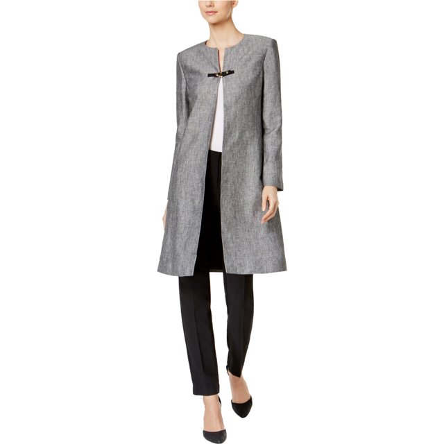 Calvin Klein Chaqueta con adorno de hebilla para mujer, Gris, 0