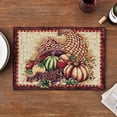 thumbnail image 4 of Violet Linen Fall Harvest Thanksgiving Autumn Leaves Sunflowers Fruits Pumpkins Tapestry Pattern, Polyester Cotton Woven Tapestry, Cornucopia, 13X 19, Rectangle Set of 4, Decorative Place Mats, 4 of 7