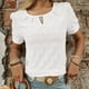 thumbnail image 3 of Camiseta de cuello redondo para mujer con detalle fruncido - Informal Primavera/Verano, ligera, fácil de cuidar, ideal para combinar con vaqueros, 3 of 7