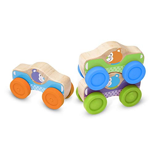 Melissa Doug First Play Wooden Animal Stacking cars Baby Toddler