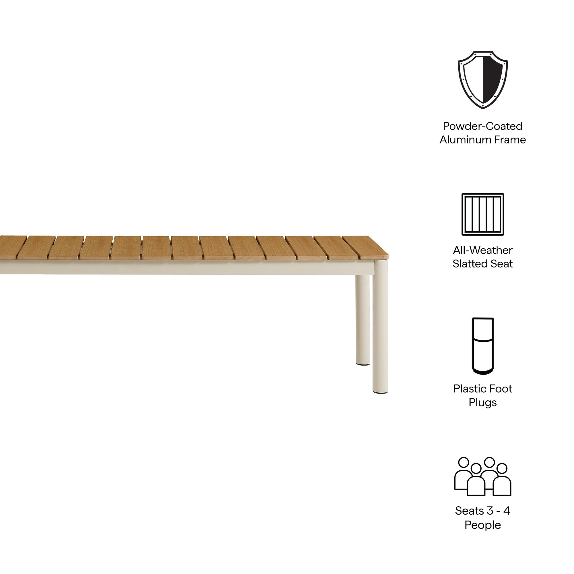 Finn Bench with Faux Wood Top in Natural