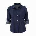 thumbnail image 4 of Endives Women's Casual Button Down Shirt Long Sleeve Shirt Stripe Wrinkle Collared Dressy Blouses Casual Work Tops, 4 of 4