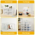 thumbnail image 4 of 12 Pack Clear Stackable Shoe Boxes, Foldable Plastic Shoe Storage Organizer with Lid, Interlocking Shoe Rack for Closet, Space Saving Shoe Containers, 13.2"x9.25"x5.71", White, 4 of 8