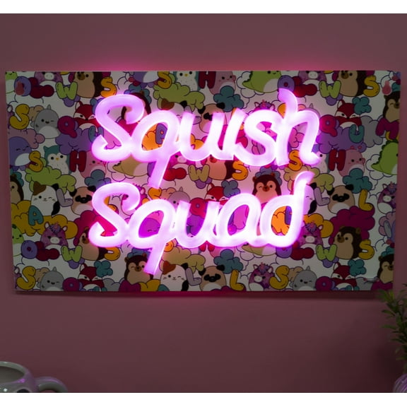 Fizz Creations Squishmallows Squish Squad Neon Wall Light USB Powered Pink Light Wall Mount Options