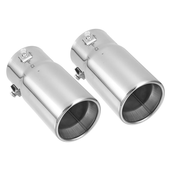 2 Pcs Universal Car Exhaust Tip Muffler Tailpipe 2.75" Inlet 3" Outlet Stainless Steel Silver Tone