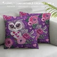 thumbnail image 3 of Qinduosi Pillow Covers Little Cute Owl and Flowers Pillow Cover Purple Pillowcover Soft Double Side Print Sofa Linen Square Throw Pillowcovers inch for Girls Friends Women, 3 of 5