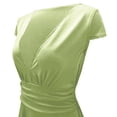thumbnail image 7 of Black & Friday Deals Usmixi Dresses for Women 2023 Evening Party Casual Empire Waist High Slit Pleated Hem Long Dresses Solid Short Sleeve V-Neck Maxi Formal Dresses for Women Yellow l, 7 of 7