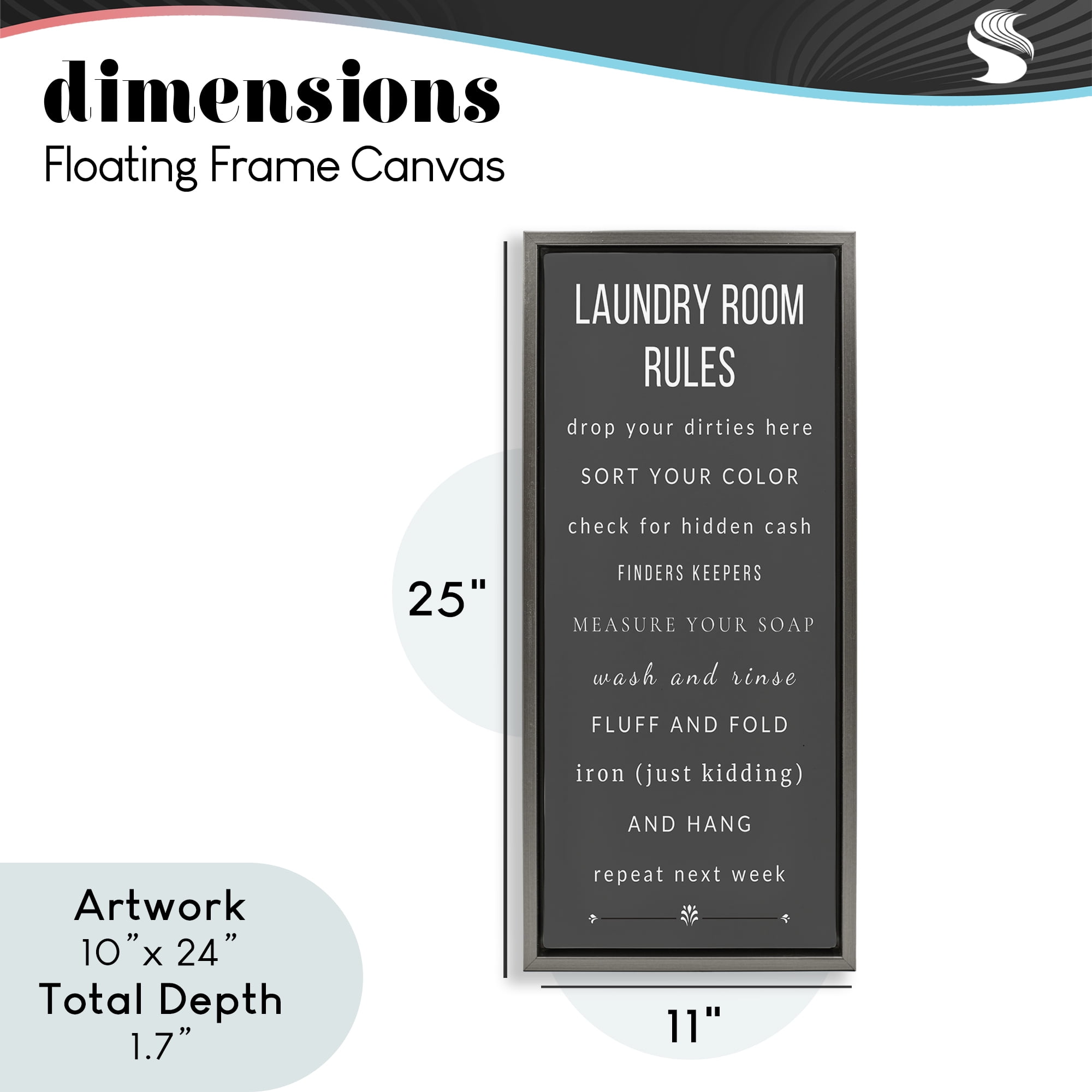 Grey Rules of Laundry Room Gray Framed Floater Canvas Wall Art, design by Julia Frost