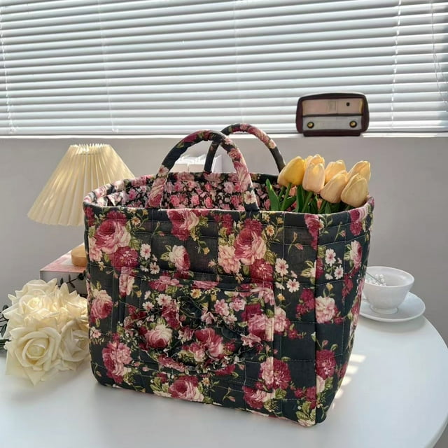 Decorative Floral Print Fabric Storage for Home Organization Portable Laundry Hamper with Handles