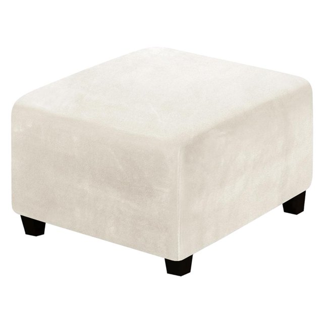 Square Covers Stretch Elastic Pouf Footstool Protect Single Seat Sofa Footstool Beige