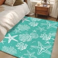 thumbnail image 4 of Teal Coastal Area Rugs 3'x5', Washable Small Throw Rugs for Living Room Bedroom, Nautical Beach Starfish Coral Summer Indoor Outdoor Rug Non-Slip Low Pile Carpet Runner Reversible Floor Mats, 4 of 8