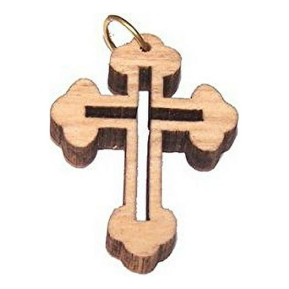 Olive wood Eastern Cross Laser Pendant(3.1x2.4 cm or 1.2x0.94")