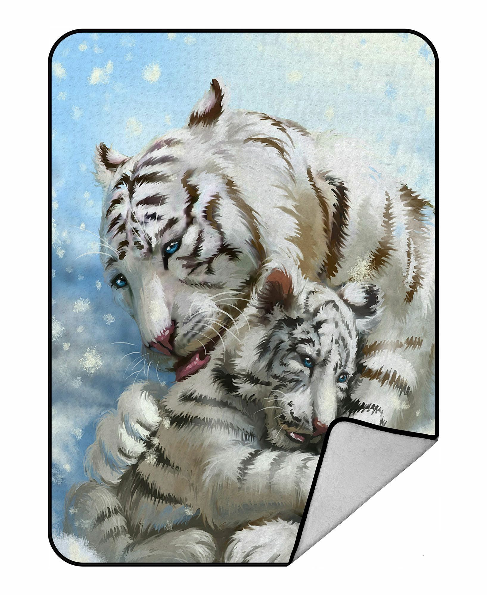 ABPHQTO White Tigers Fleece Blanket Fleece Back Throw Blanket 58x80