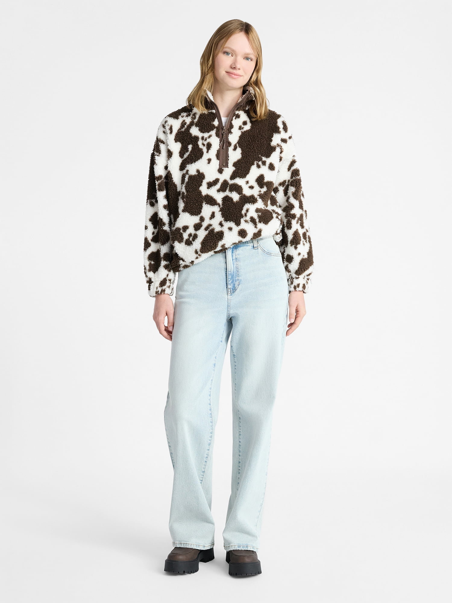 No Boundaries Plush Half-Zip Pullover, Women's and Plus