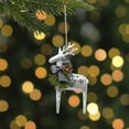 thumbnail image 2 of Northlight Reindeer with Pine and Gingham Bowtie Christmas Ornament- 6.25" - Silver and Black, 2 of 6