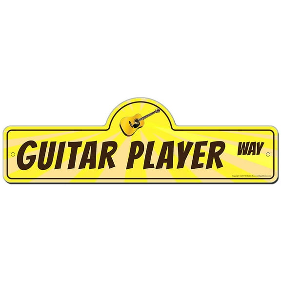 Guitar Player Street Sign | Indoor/Outdoor | Funny Home Decor for Garages, Living Rooms, Bedroom, Offices | SignMission personalized gift