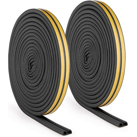 

Weather Stripping Foam Adhesive Rubber 2Rolls Total Length 20M Black