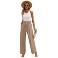 thumbnail image 2 of Pantalones Anchos de Salón para Mujer, Color Caqui, Talla XL, 2 of 8
