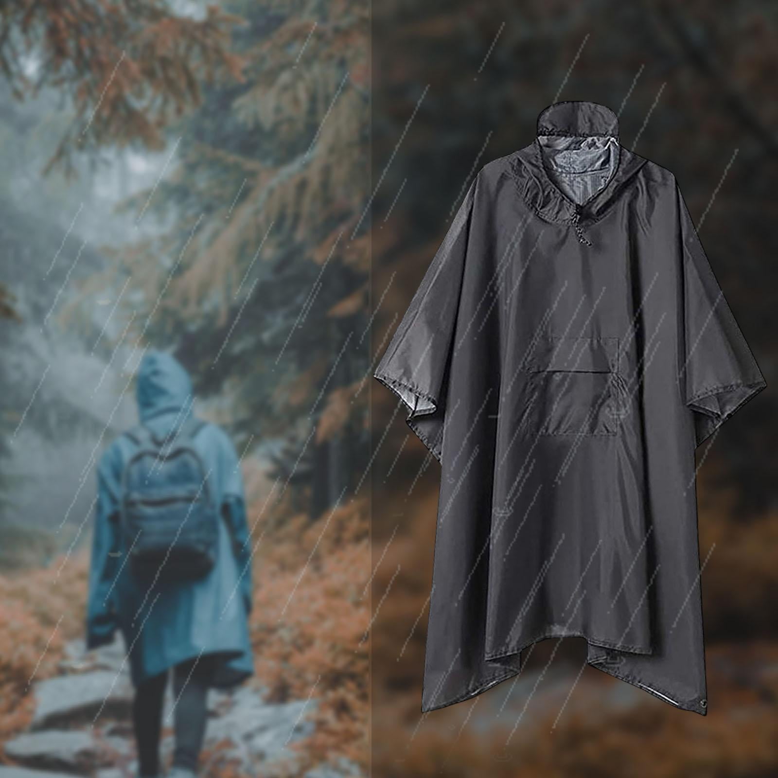 Hooded Rain Poncho Lightweight Reusable with Pocket Waterproof