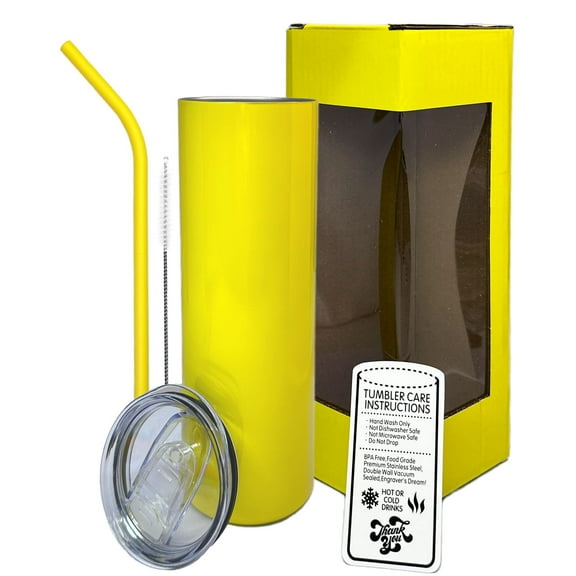 ProSub 20oz Epoxy & Engravable Coated Stainless Steel Skinny Tumbler - Yellow